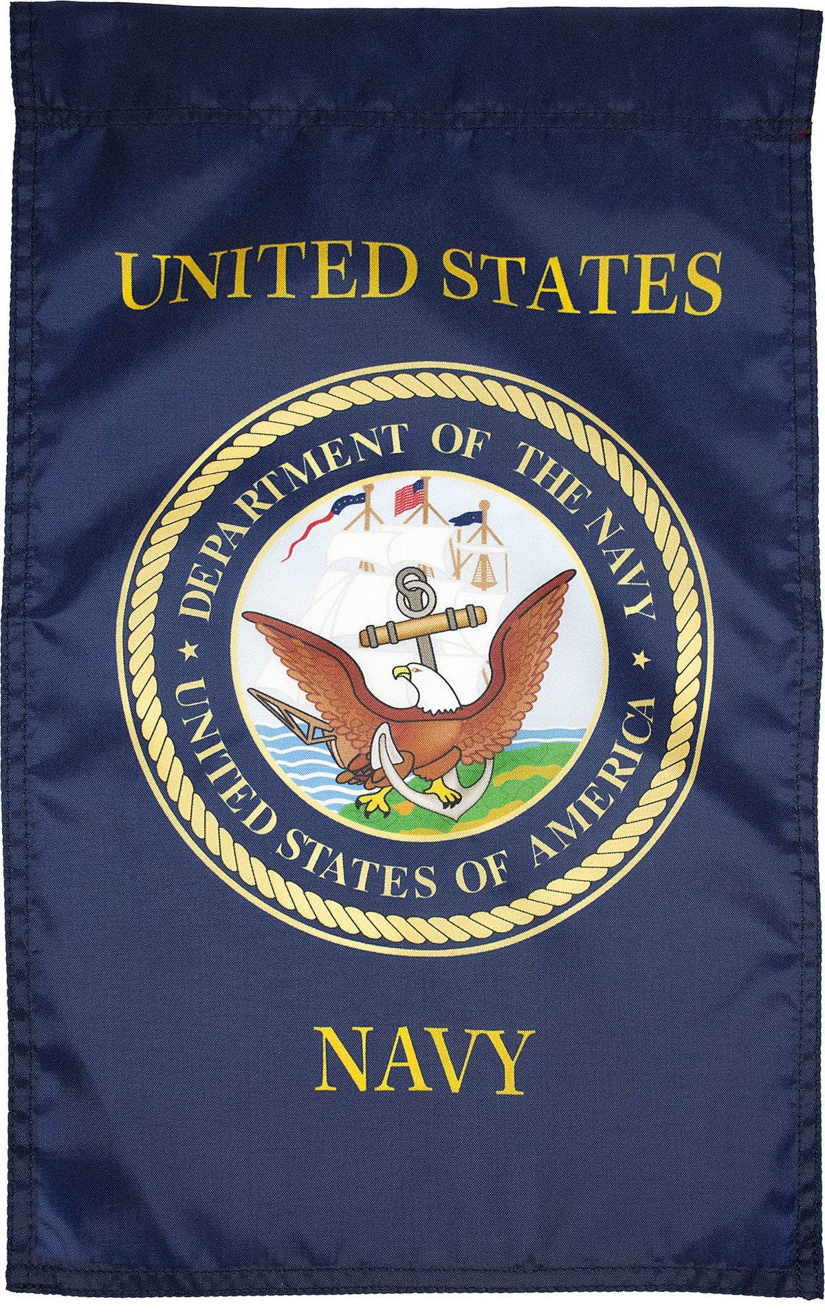 FlagSource U.S. Navy nylon garden flag front view shows durable fabric and crisp print