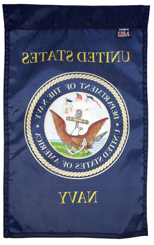 FlagSource U.S. Navy nylon garden flag side view highlights reinforced heading