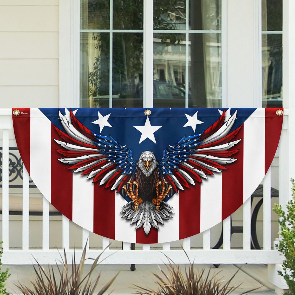FLAGWIX American Flag Patriotic Eagle outdoor banner, durable for all weather.