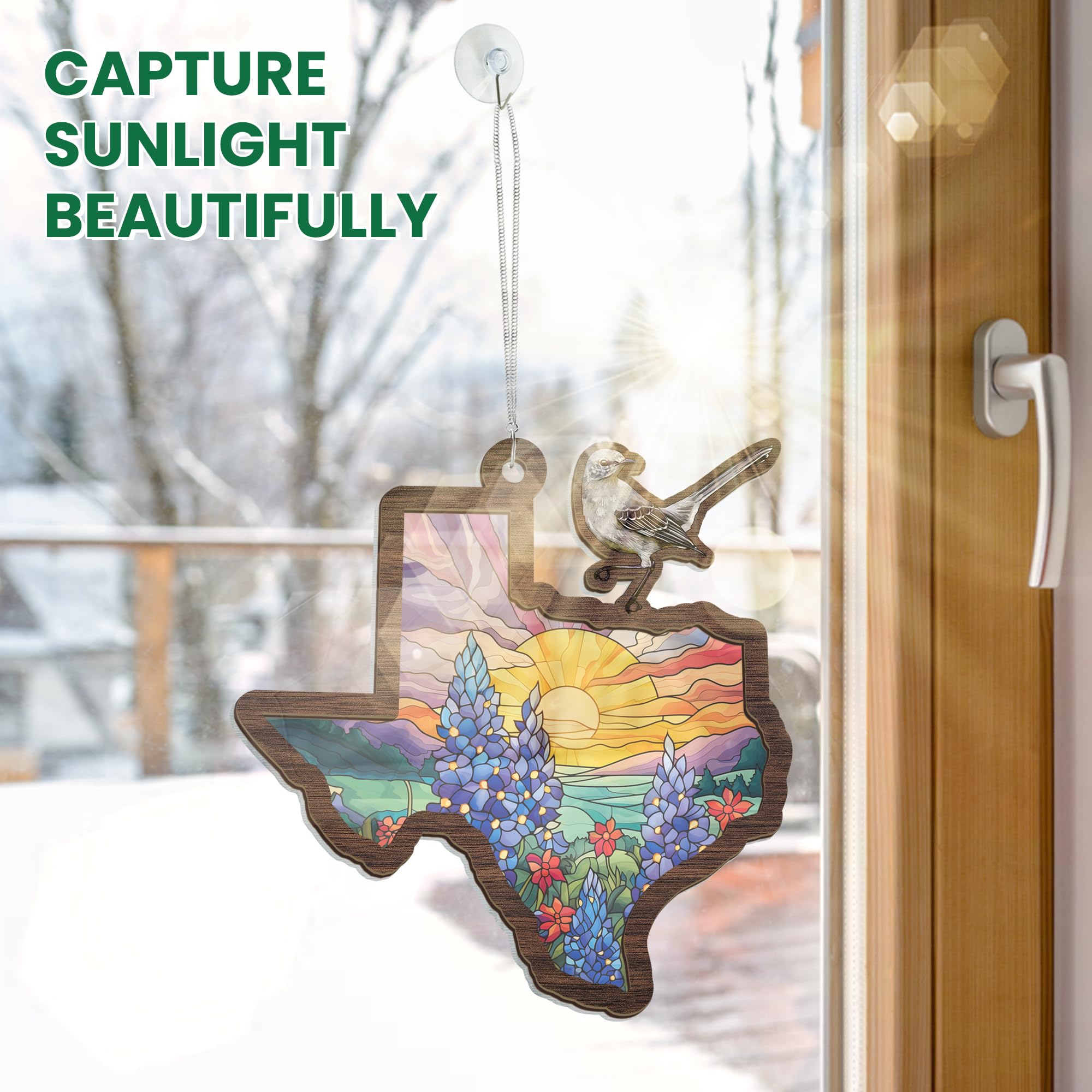 FLAGWIX Bluebonnet and mockingbird design brightens windows with Texas charm