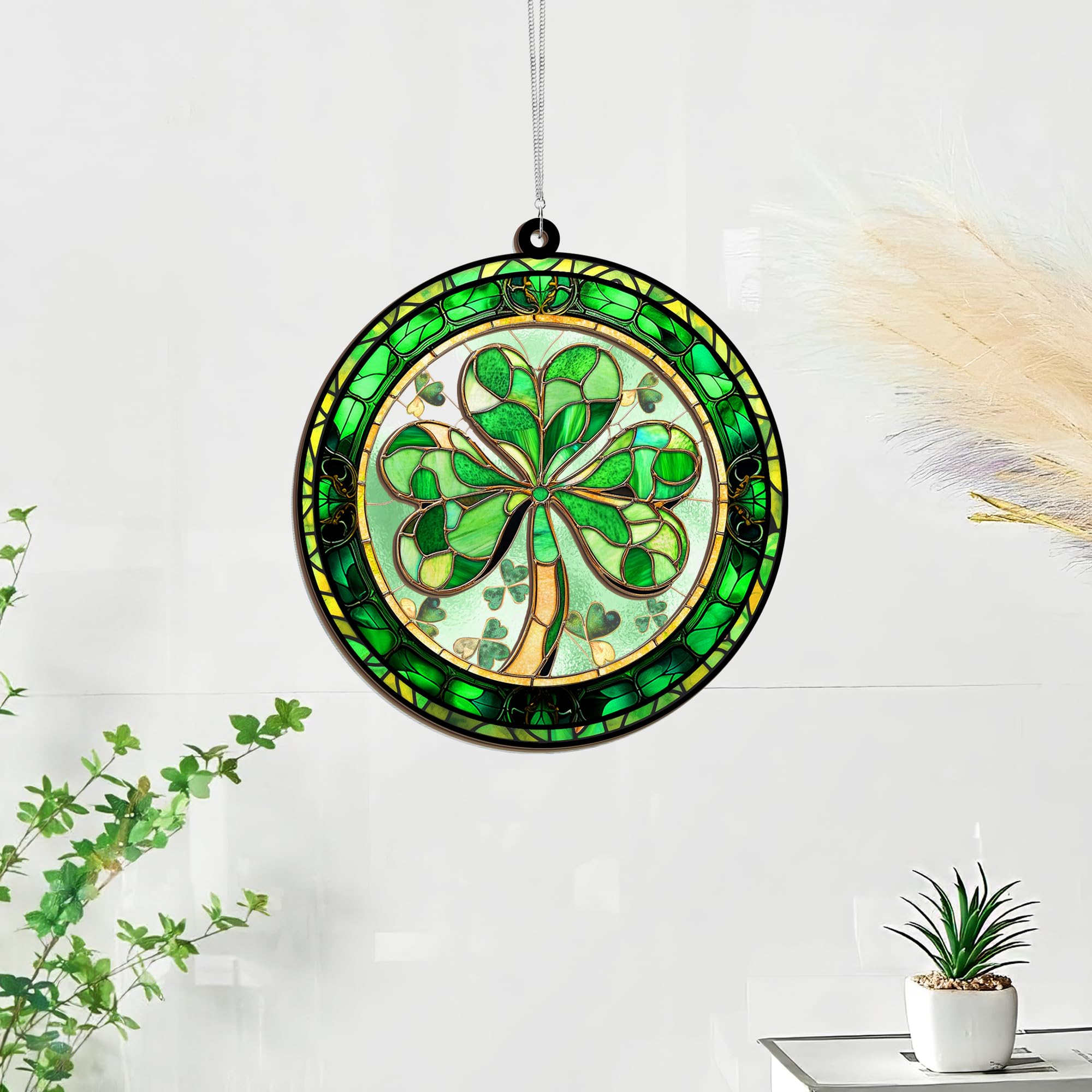 FLAGWIX Celtic charm suncatcher brings green light to kitchen or garden.