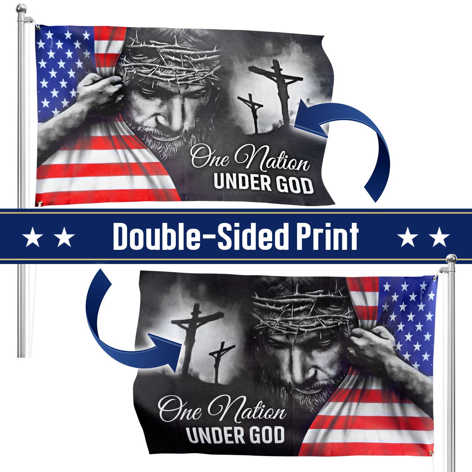 FLAGWIX double-sided flag outdoor 3x5 designed for sharp prints visible from both sides.