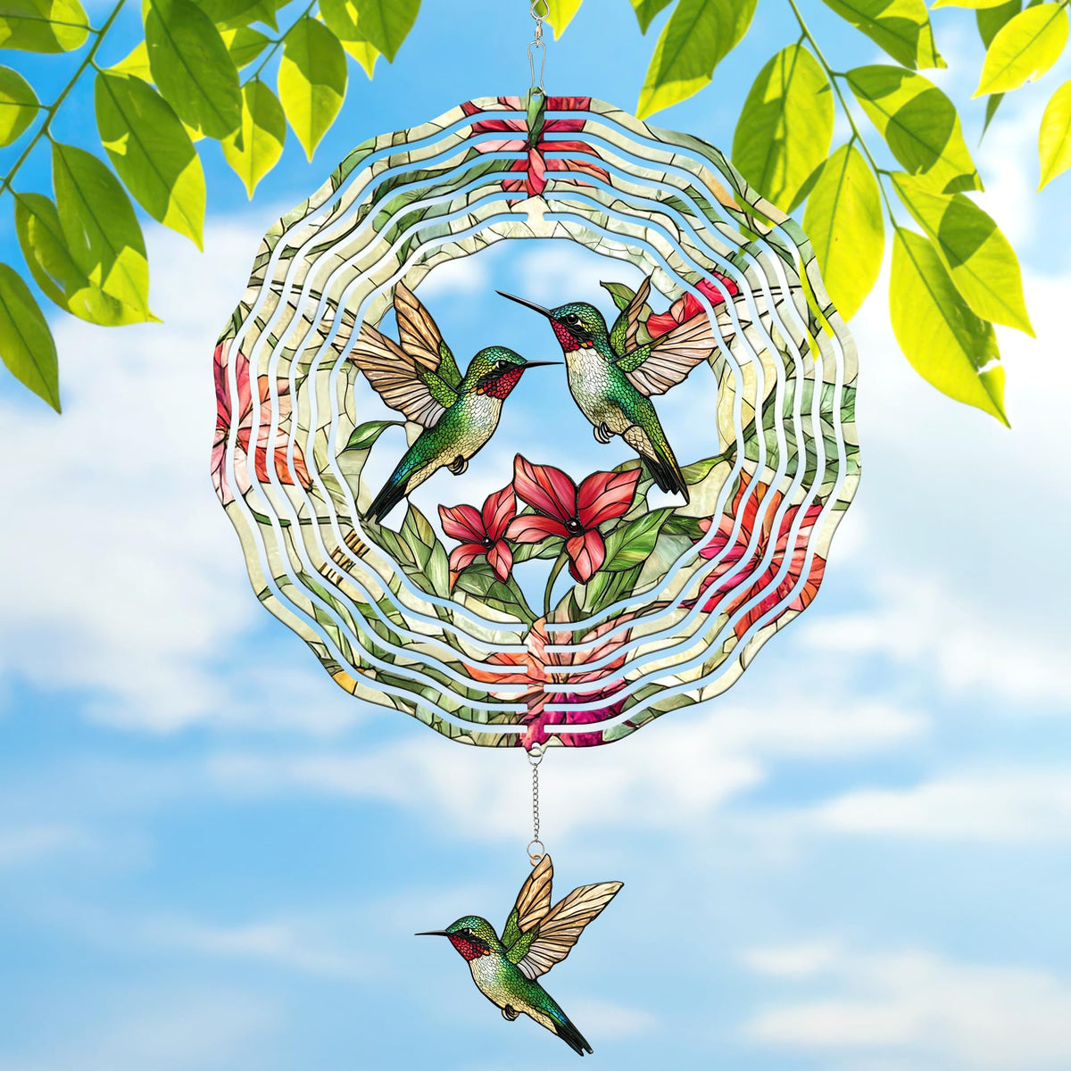 Flagwix hummingbird wind spinner 12in adds lively motion to outdoor spaces and garden gatherings.