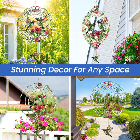 Flagwix indoor outdoor wind spinner hummingbird fits porches and rooms with graceful motion.