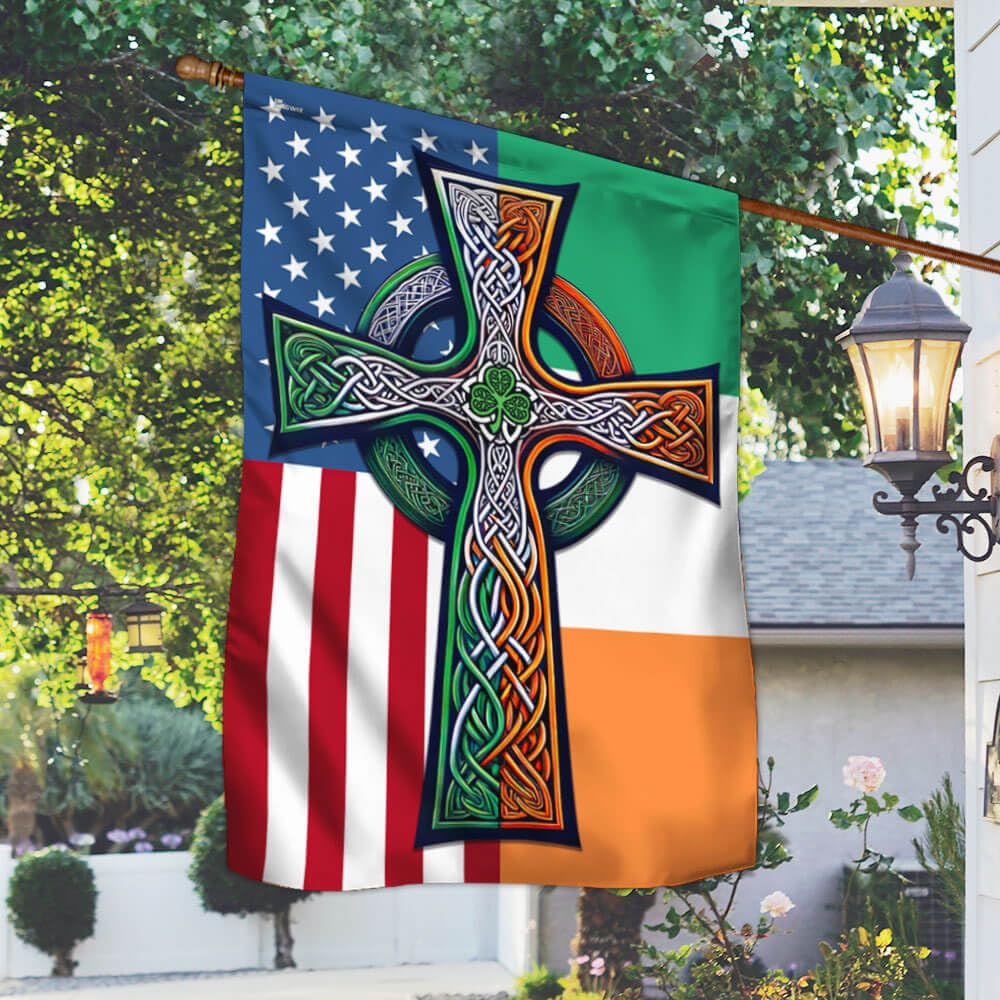 FLAGWIX Irish Celtic knot flag highlighting detailed design for garden display