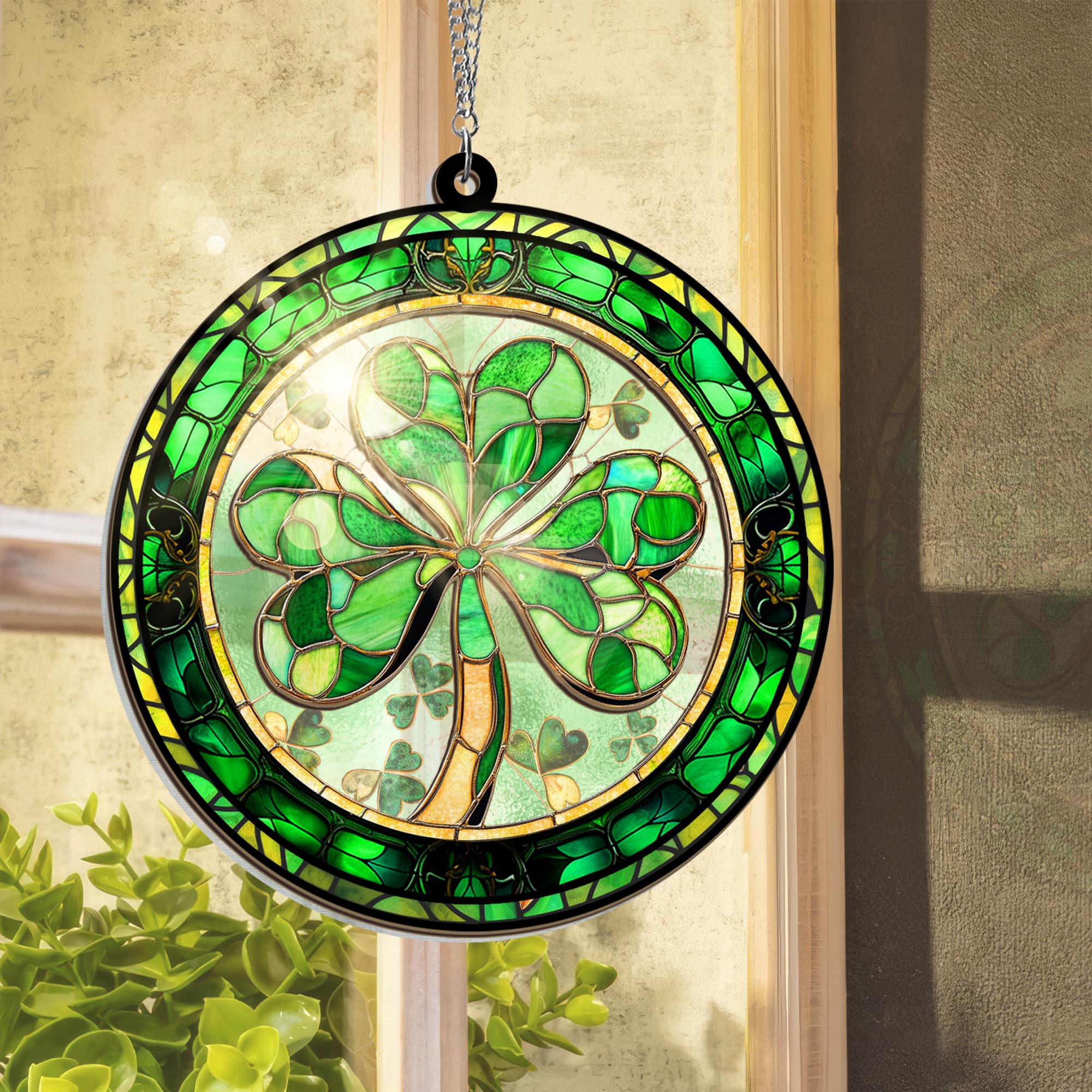 FLAGWIX Irish gift for women and men suncatcher offers warm, festive ambience.
