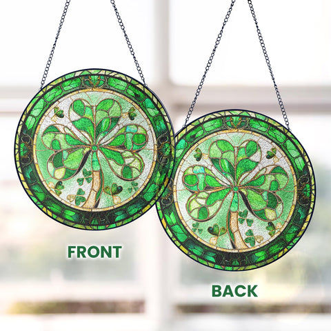 FLAGWIX Shamrock window decor captures sunlight with vivid shimmer.