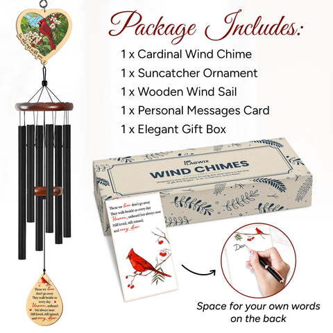 FlagWIX memorial gift cardinal wind chime dedicated to honoring loved ones outdoors.