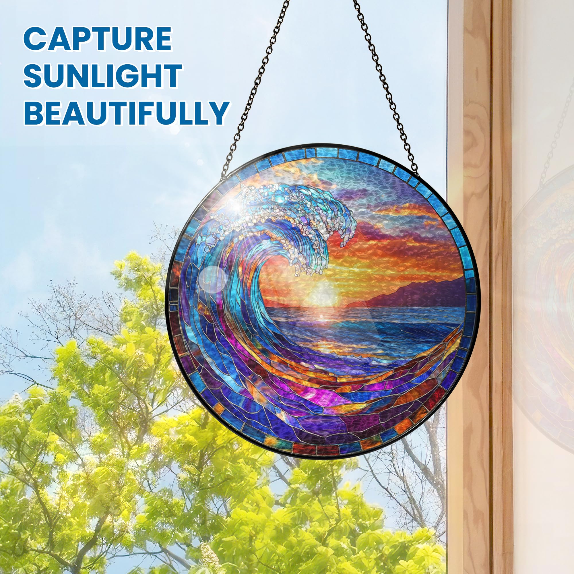 FLAGWIX ocean decor sun catcher enhances patios with vibrant hues and shimmering rays.