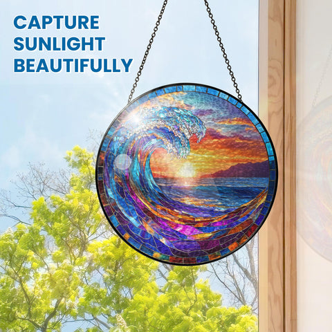 FLAGWIX ocean decor sun catcher enhances patios with vibrant hues and shimmering rays.