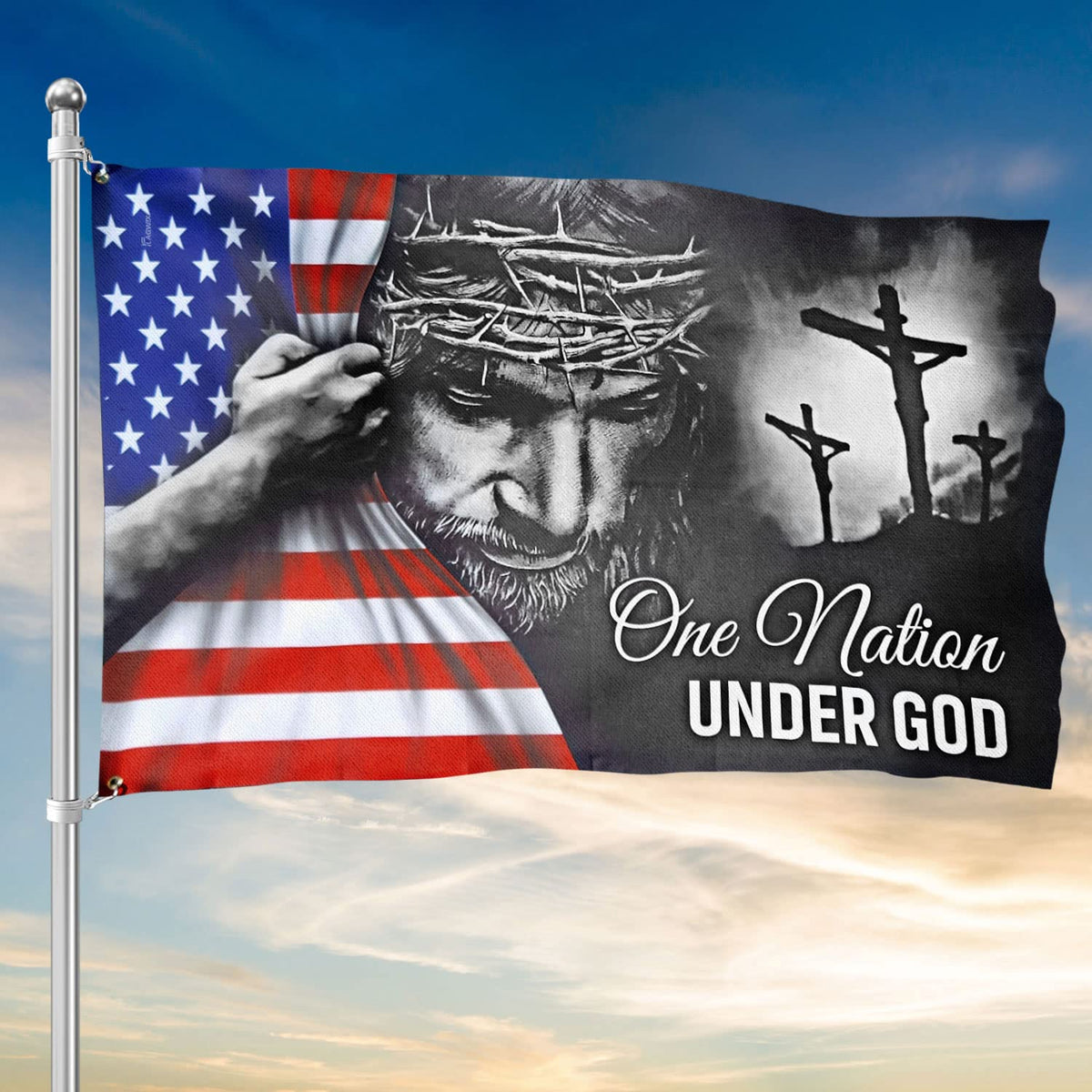 FLAGWIX patriotic flag outdoor 3x5 flying on a sunny porch with vivid color.