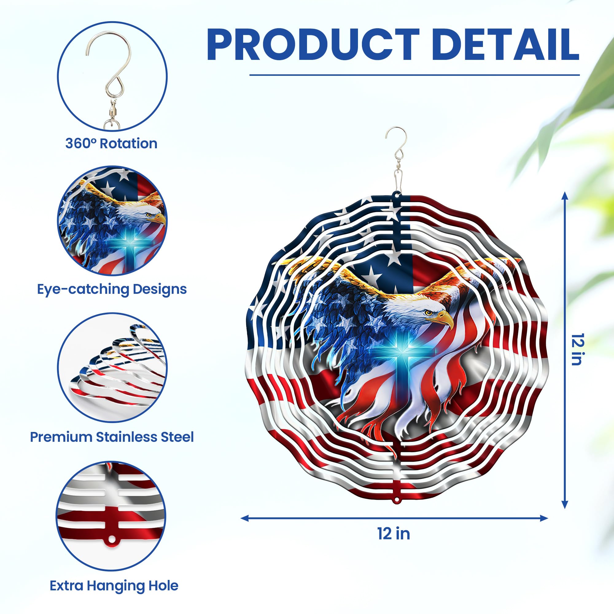 FLAGWIX patriotic garden decor eagle spinner elevates yard ambience outdoors.
