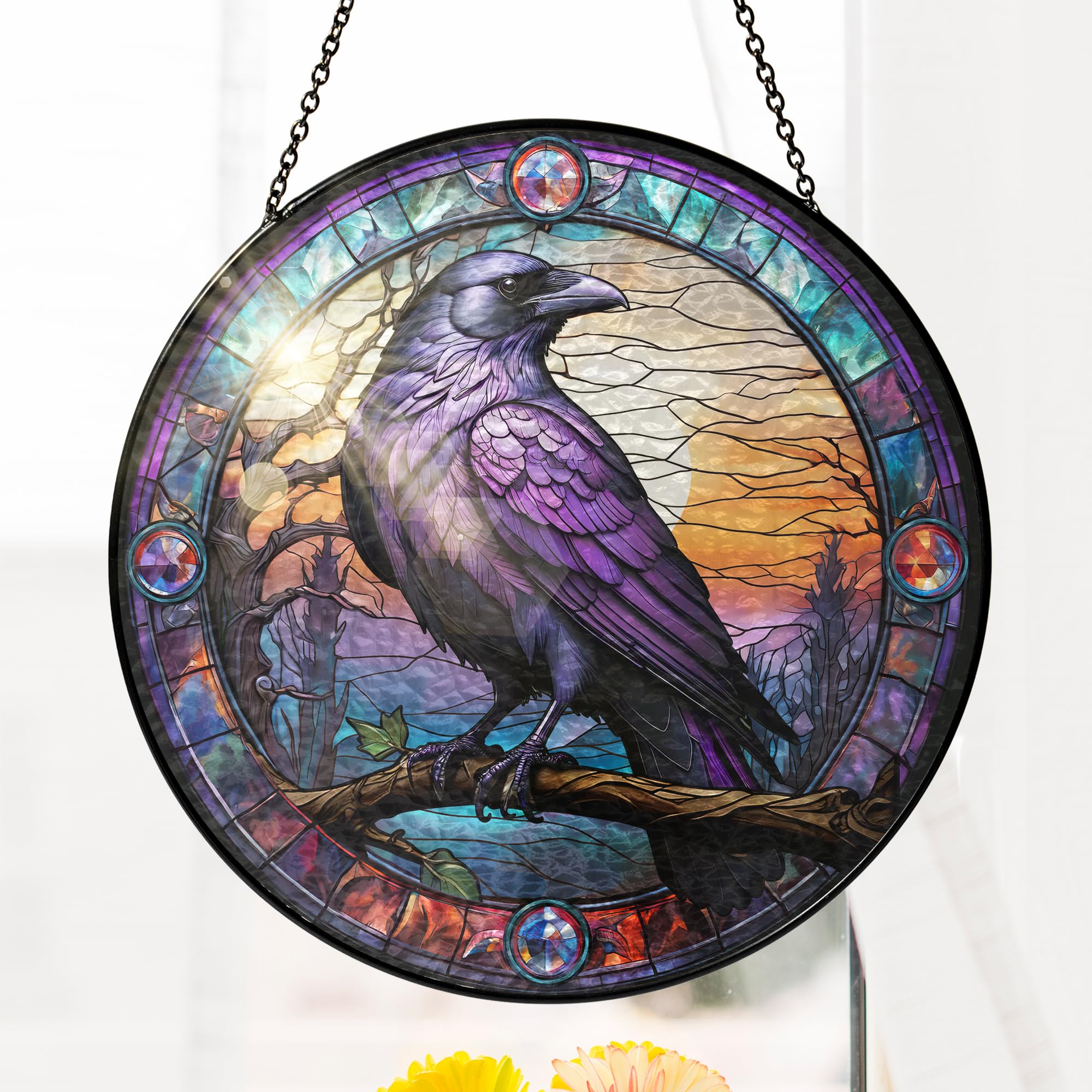 FLAGWIX Raven black crow gothic ornament enhances hallways and entryways