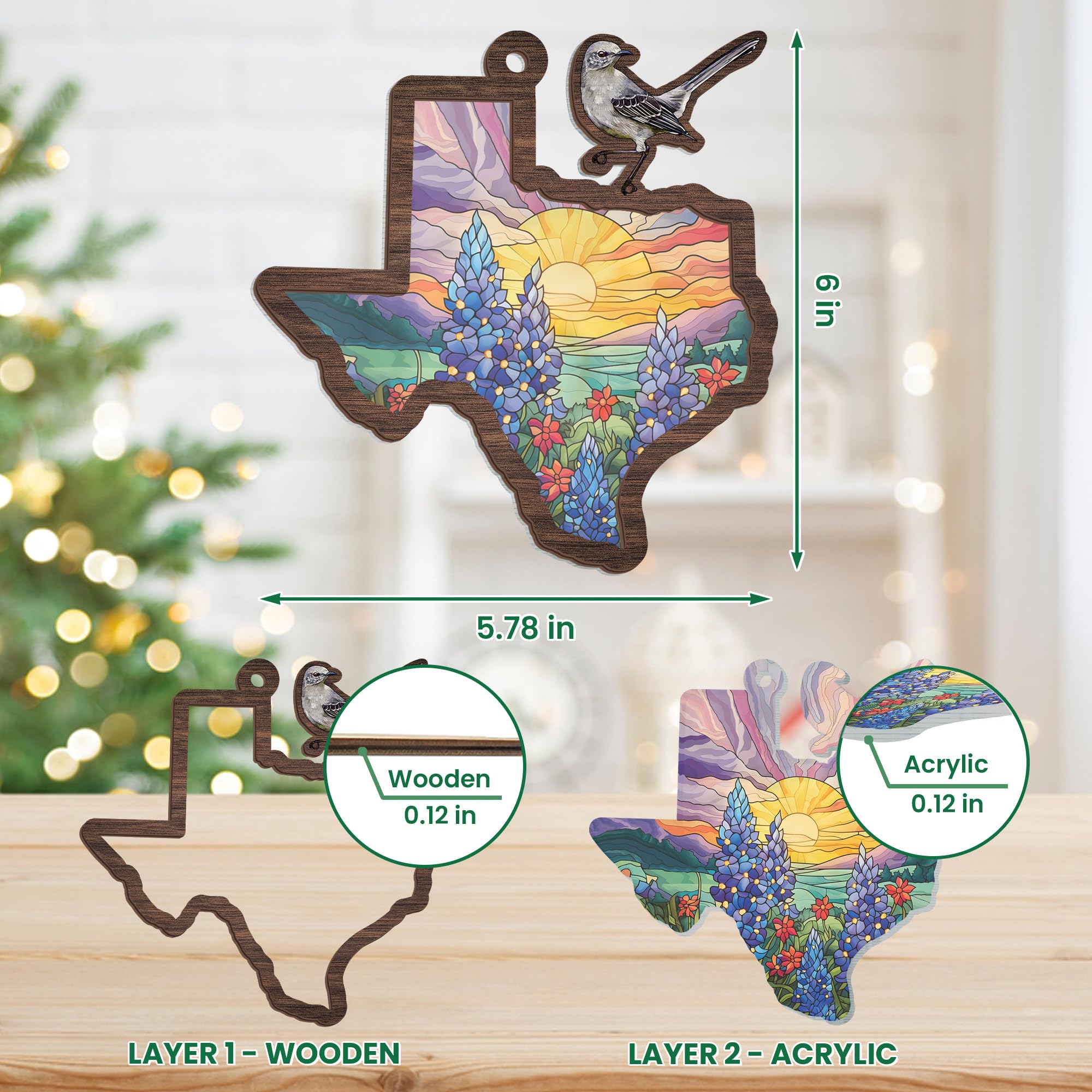 FLAGWIX Silver-chain hanging decor adds elegant Texas flair to any room