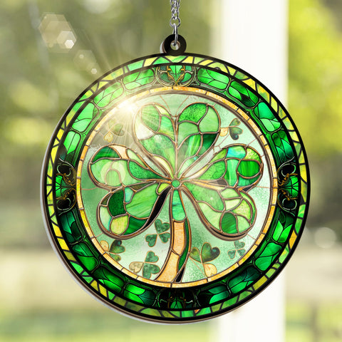 FLAGWIX St Patrick's Day double-layered suncatcher brightens windows with green glow.
