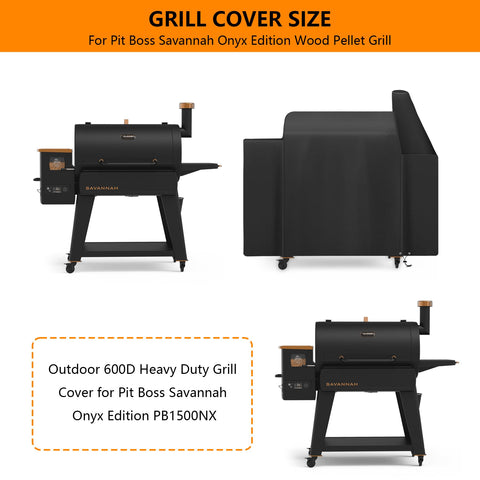 FlameDuty Pit Boss Savannah Onyx cover side view shields from rain.