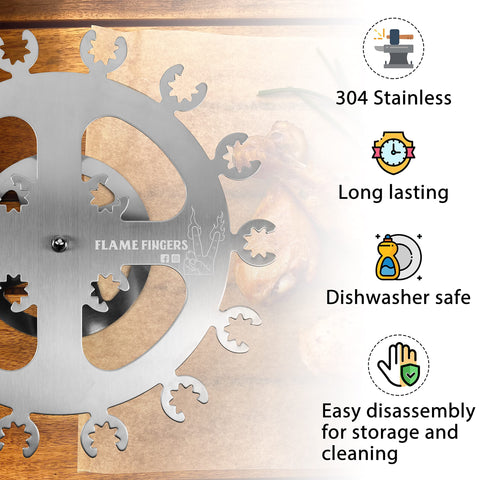Flame Fingers XL 18-piece capacity enables crowd-friendly grilling sessions.