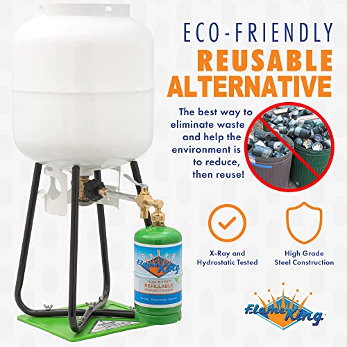 Flame King 1lb cylinder in use with a compatible appliance