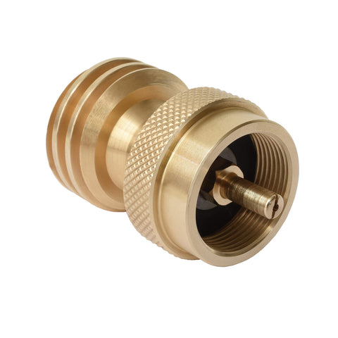 Flame King 20lb-to-1lb adapter secures grill hookups with durable brass construction.