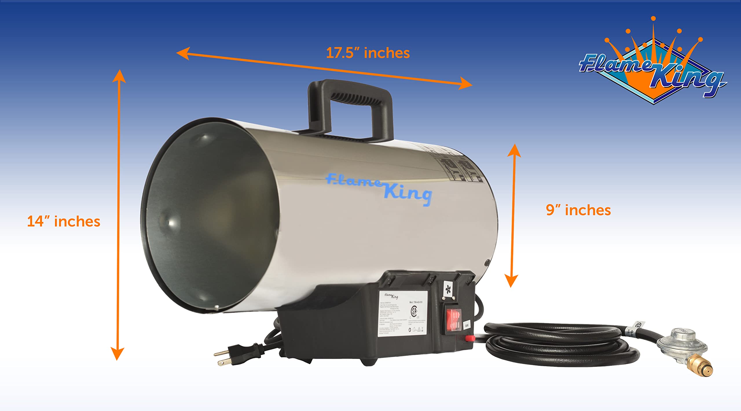 Flame King 60,000 BTU heater auto piezo ignition button included.