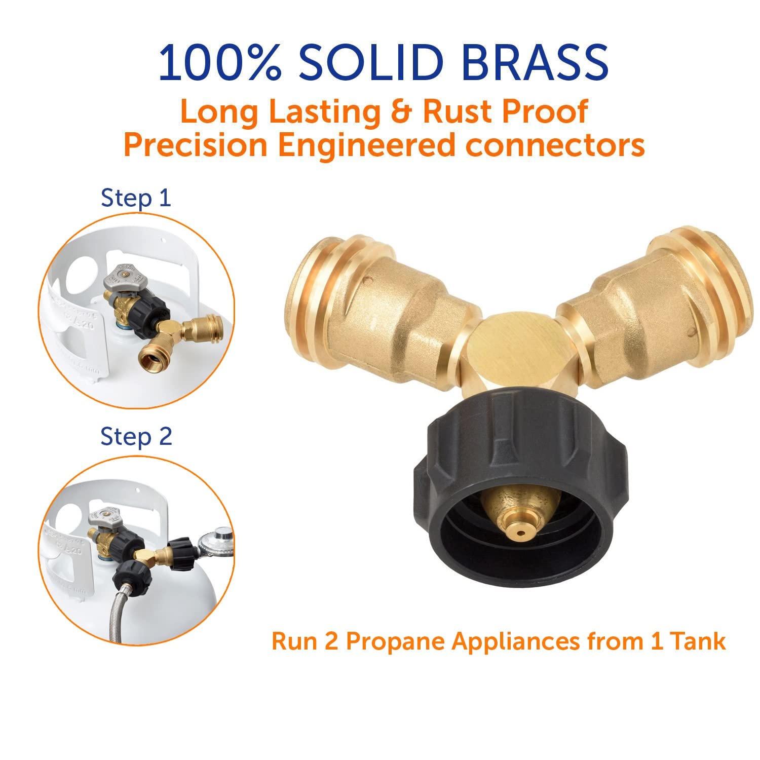 Flame King brass connector close-up highlighting durable build