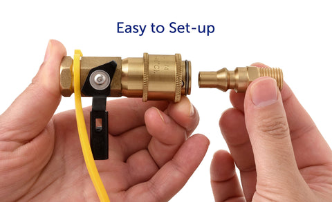 Flame King dust cap protects connections during transport.