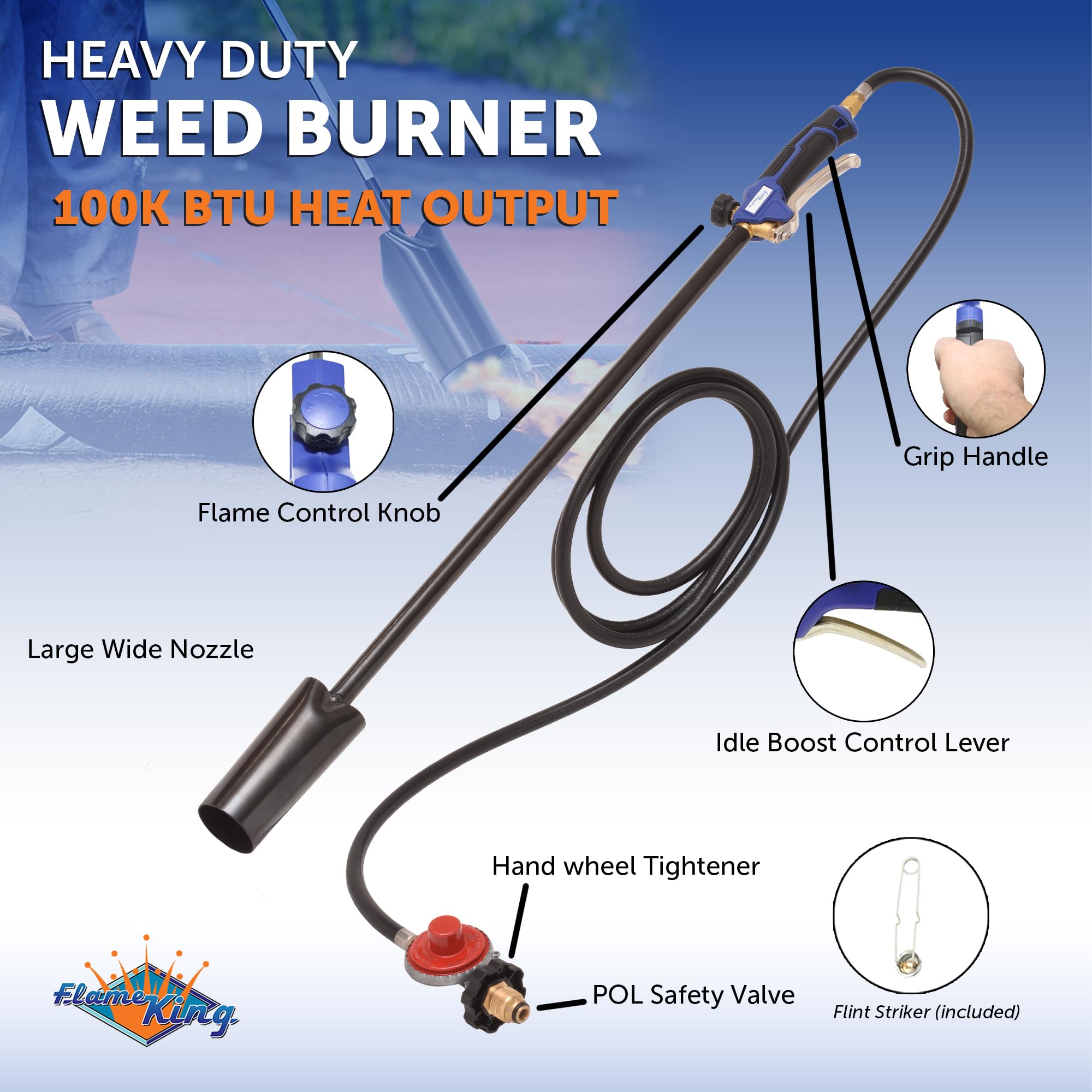 Flame King hose and regulator highlight extended reach for large outdoor projects