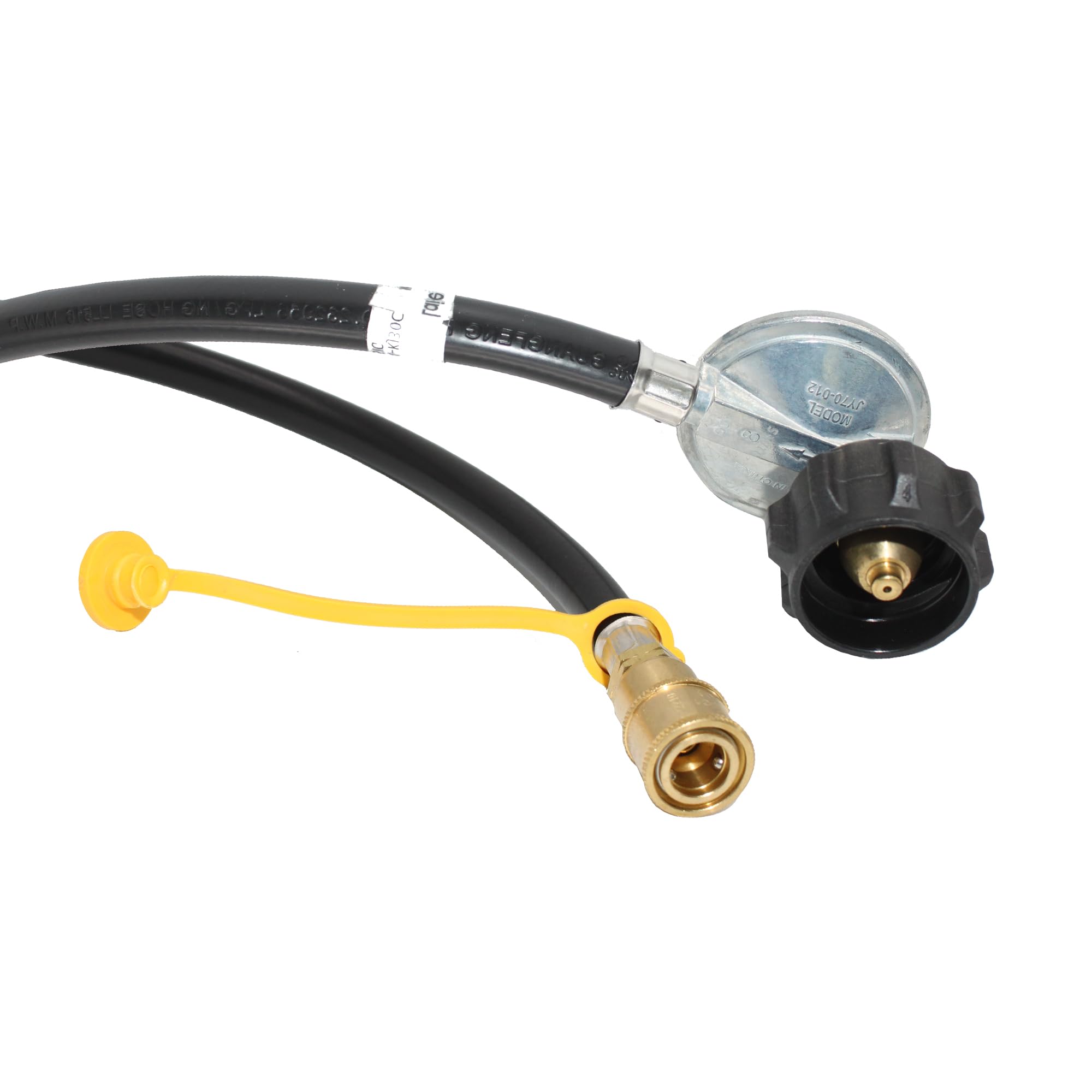 Solid brass fittings on Flame King LPRH6 regulator hose for durability