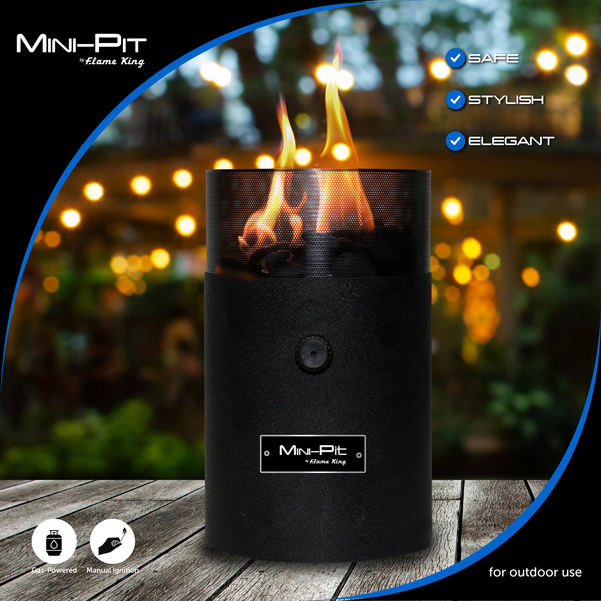 Flame King mini tabletop fire pit dual-fuel setup enables propane or butane use