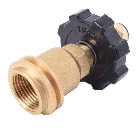 Flame King POL to QCC1 adapter enables easy hookup in outdoor setups.