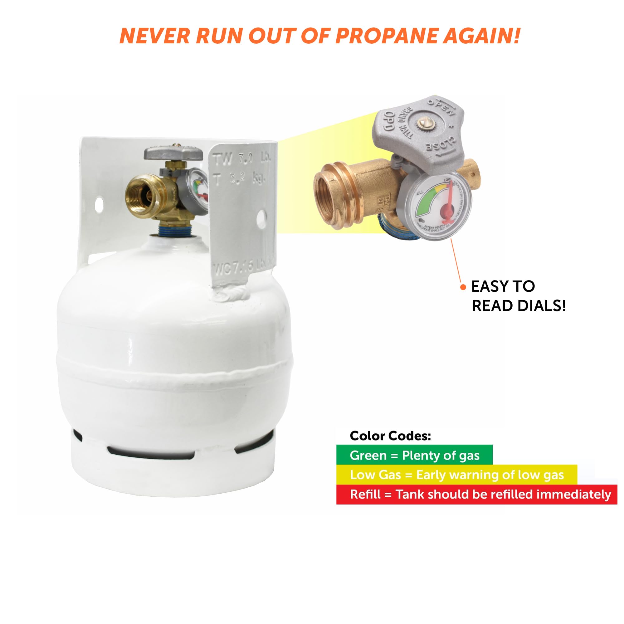 Flame King rust-resistant powder-coated tank resists outdoor corrosion.