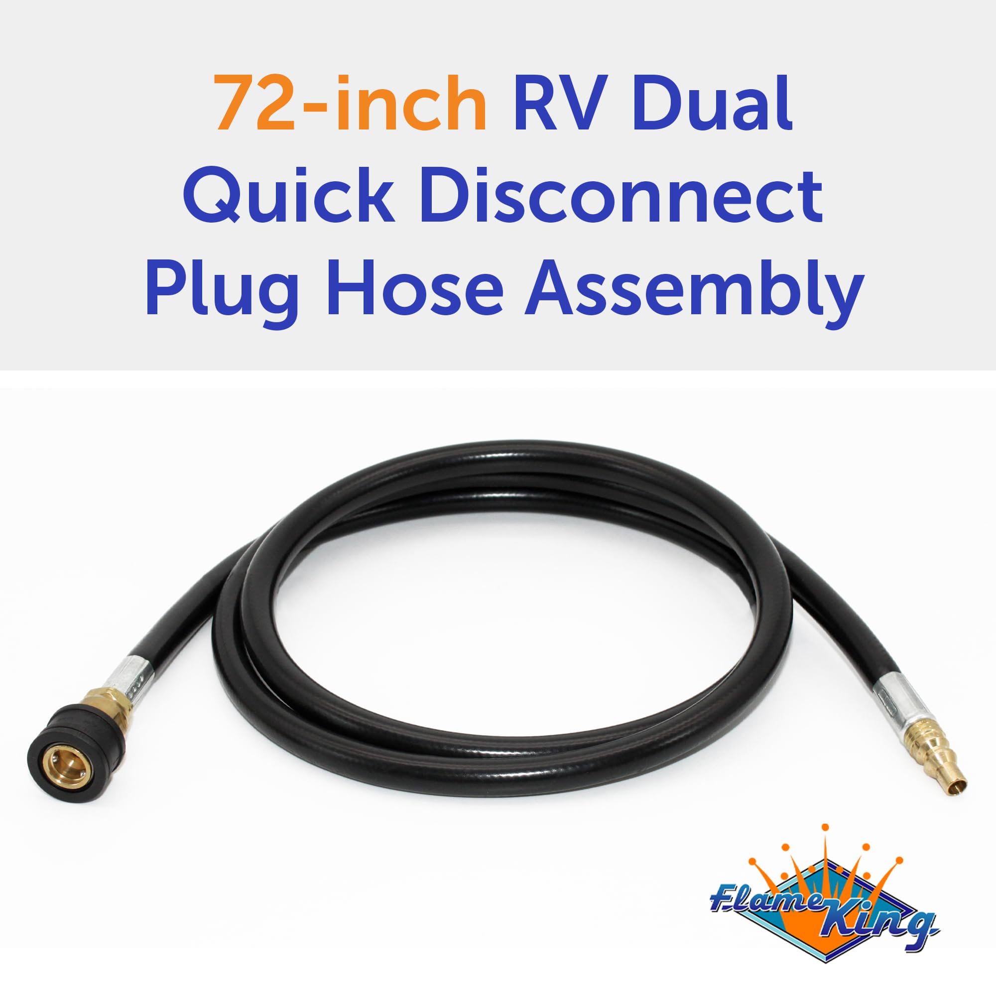 Flame King RV low-pressure hose enabling safe connections to portable appliances.