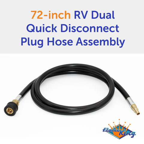 Flame King RV low-pressure hose enabling safe connections to portable appliances.