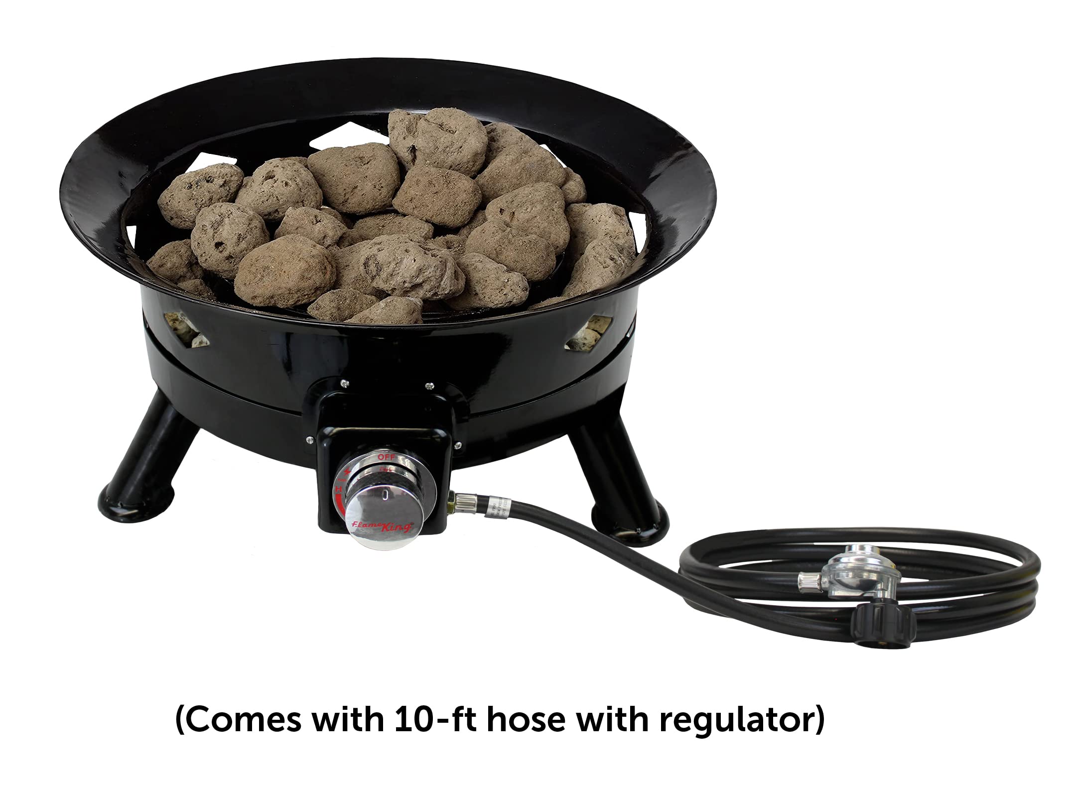Flame King compatible with standard 5 to 40 lb propane tanks for easy fueling