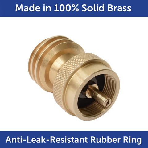 Durable brass Flame King converter highlights a rugged outdoor cooking solution.
