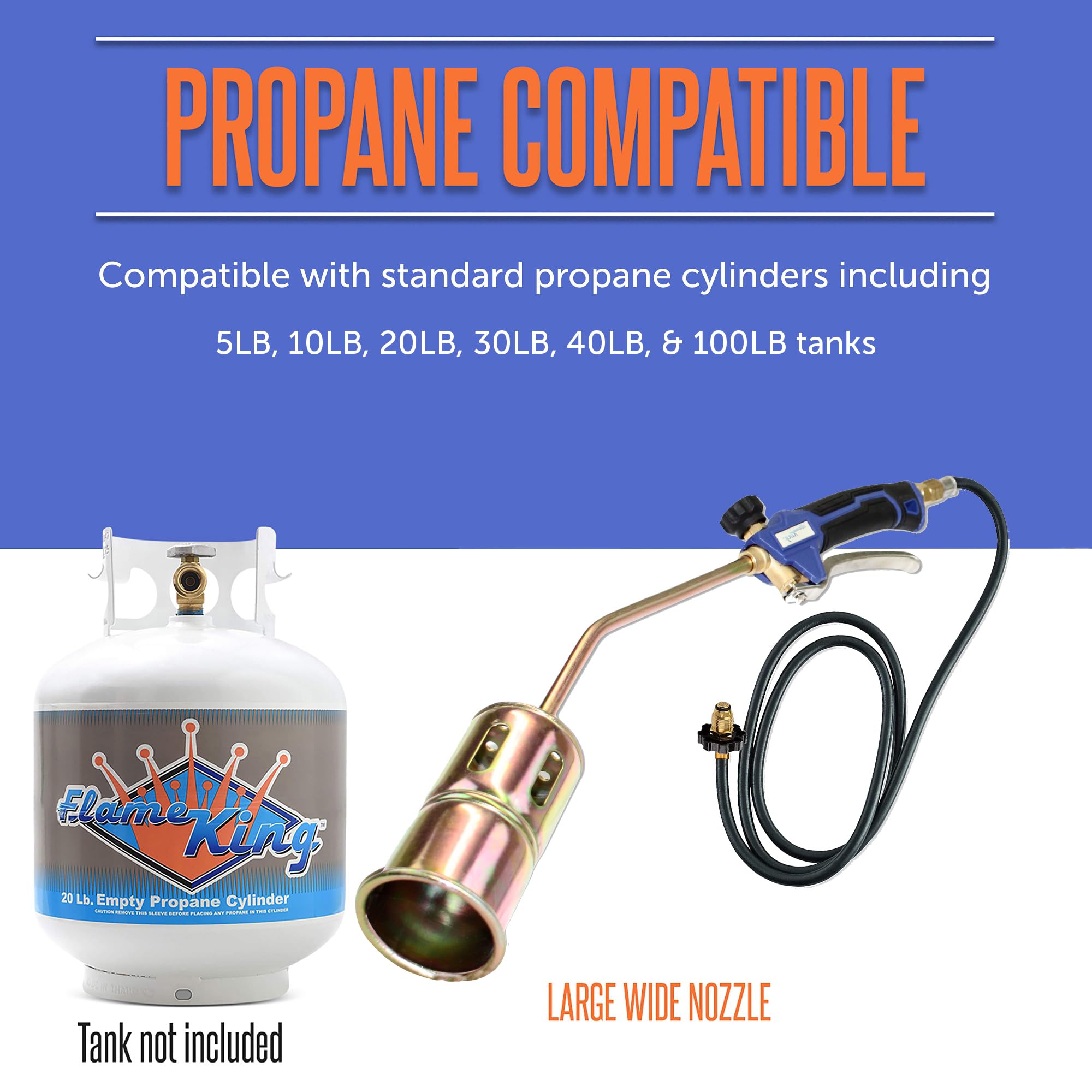 Flame King 320000 BTU torch delivering powerful heat for heavy-duty outdoor tasks