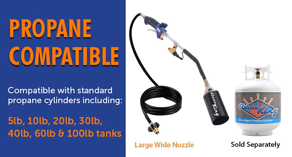 Flame King 10 ft hose allows longer reach across projects