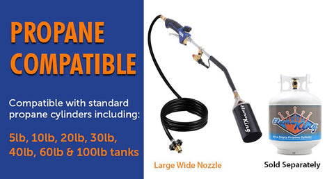 Flame King 10 ft hose allows longer reach across projects
