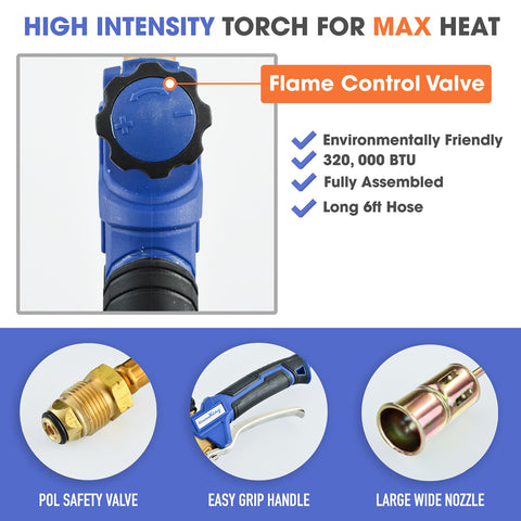 Flame King torch ergonomic handle for precise control and comfortable use