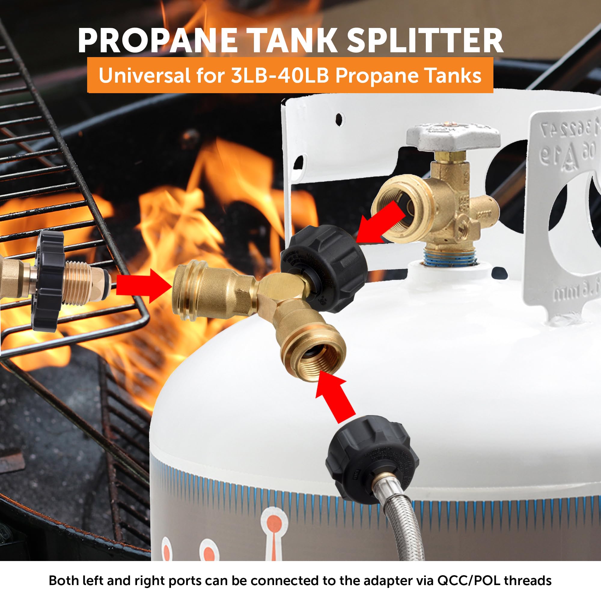 Flame King two-appliance connection ready for grills and stoves