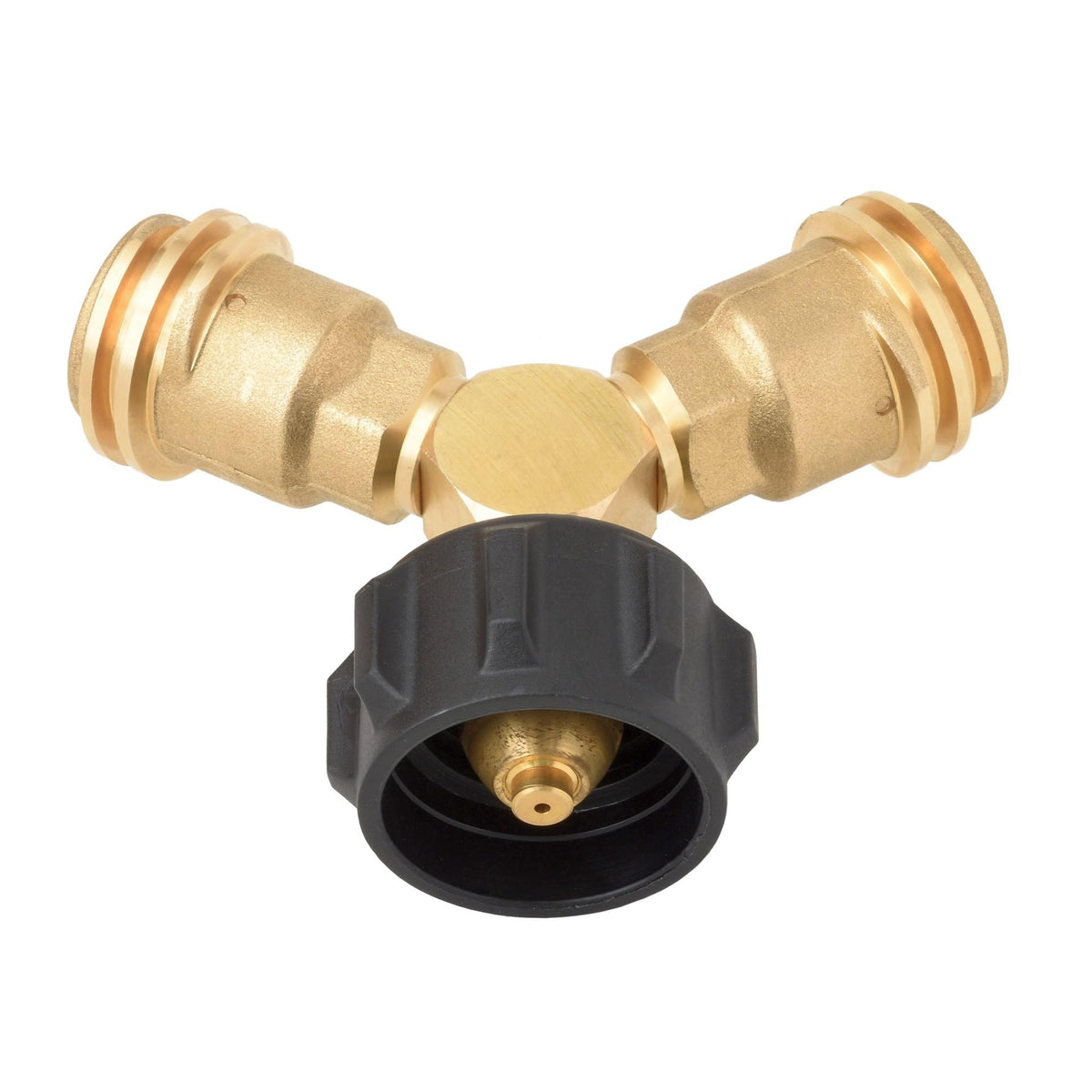 Flame King Y-splitter adapter assembly for dual-appliance propane setup