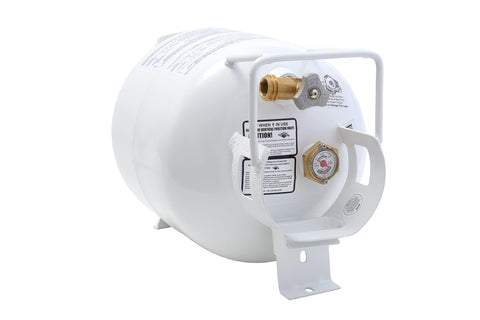 Flame King YSN201HZL 20-lb horizontal propane tank side view for outdoor fire tables.