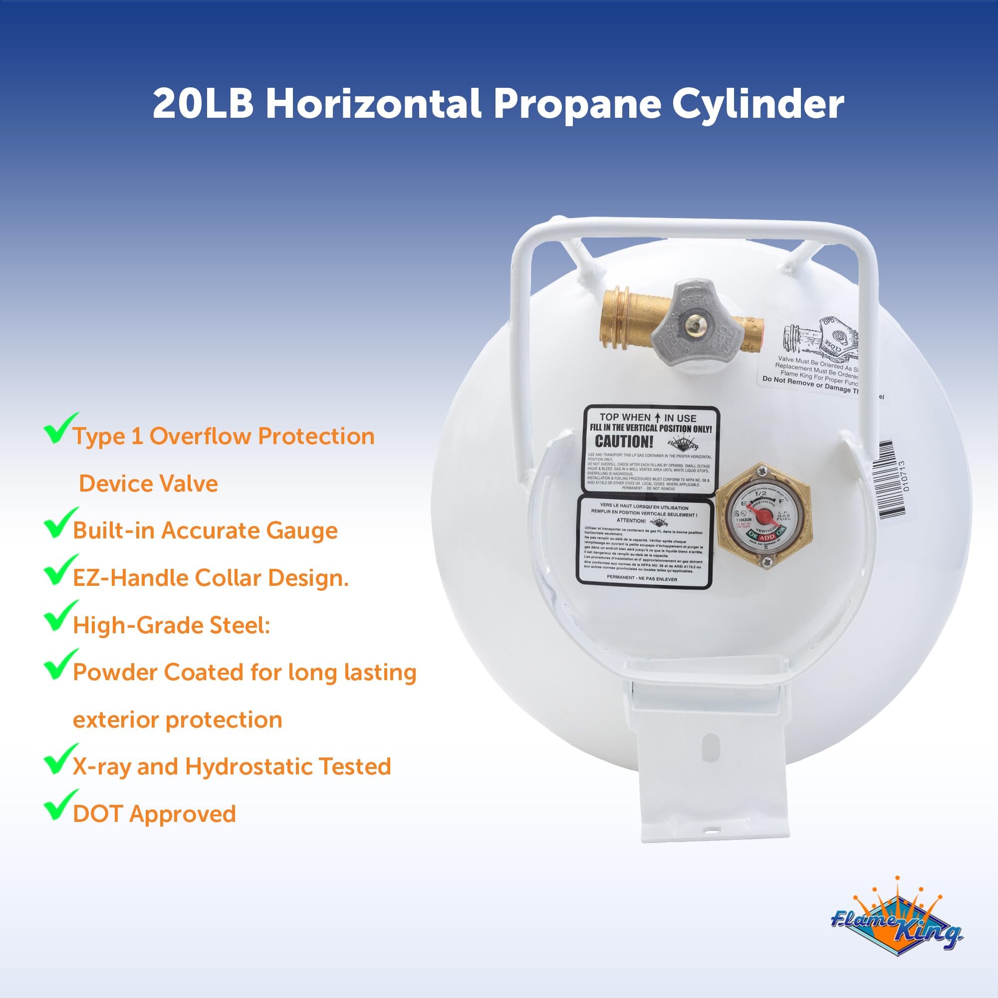 Flame King YSN201HZL Type 1 overflow valve close-up highlighting safety feature.
