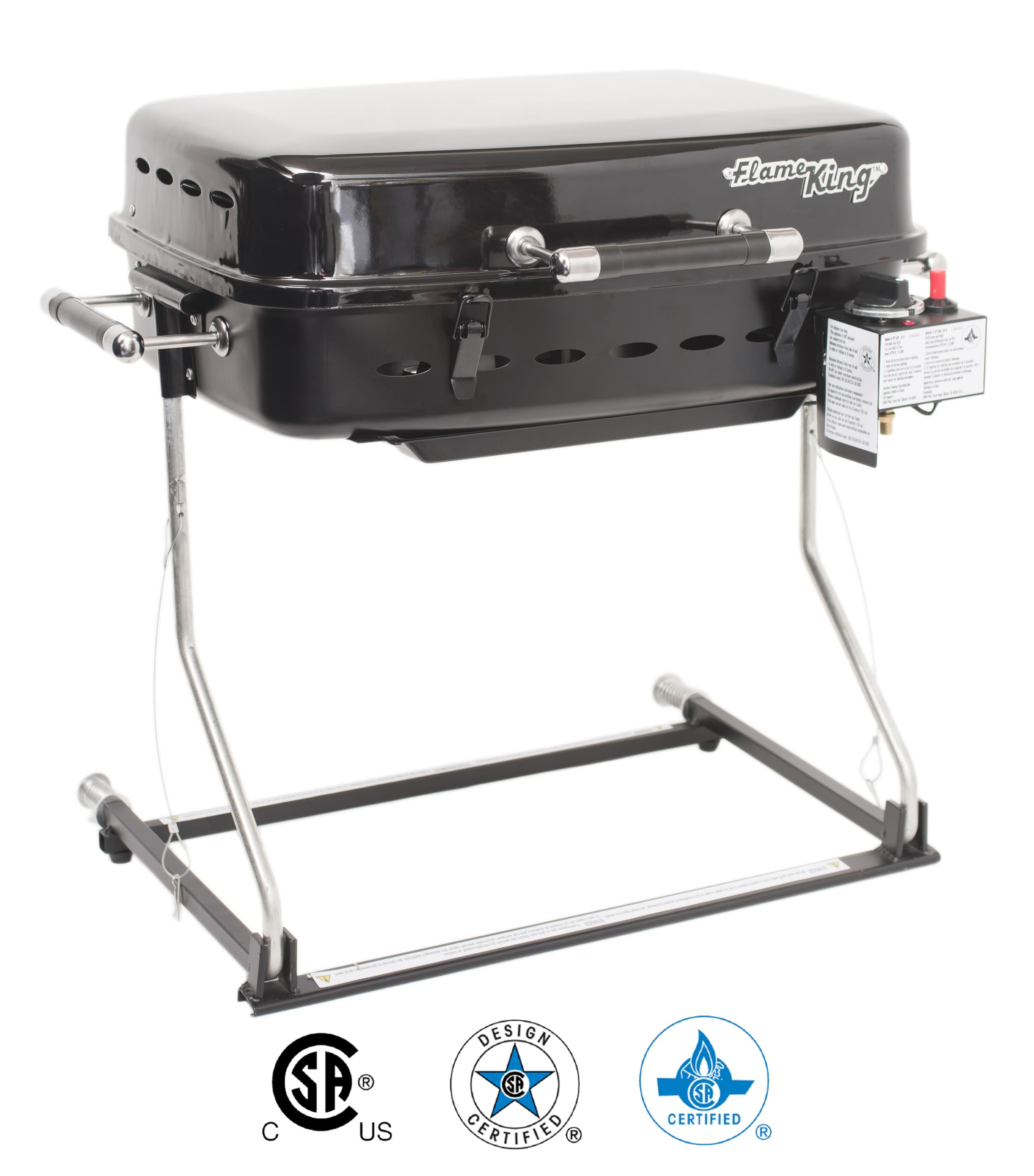 Flame King YSNHT500 upper grill deck for on-rack cooking while traveling.