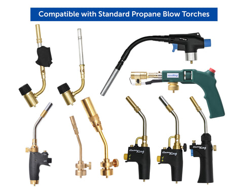 Operator uses extension hose to reach difficult spots during brazing or heating tasks.