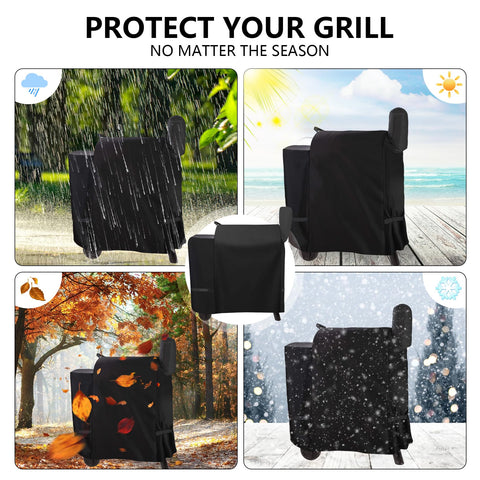Full-length coverage shields from sun, rain, and dust storms.