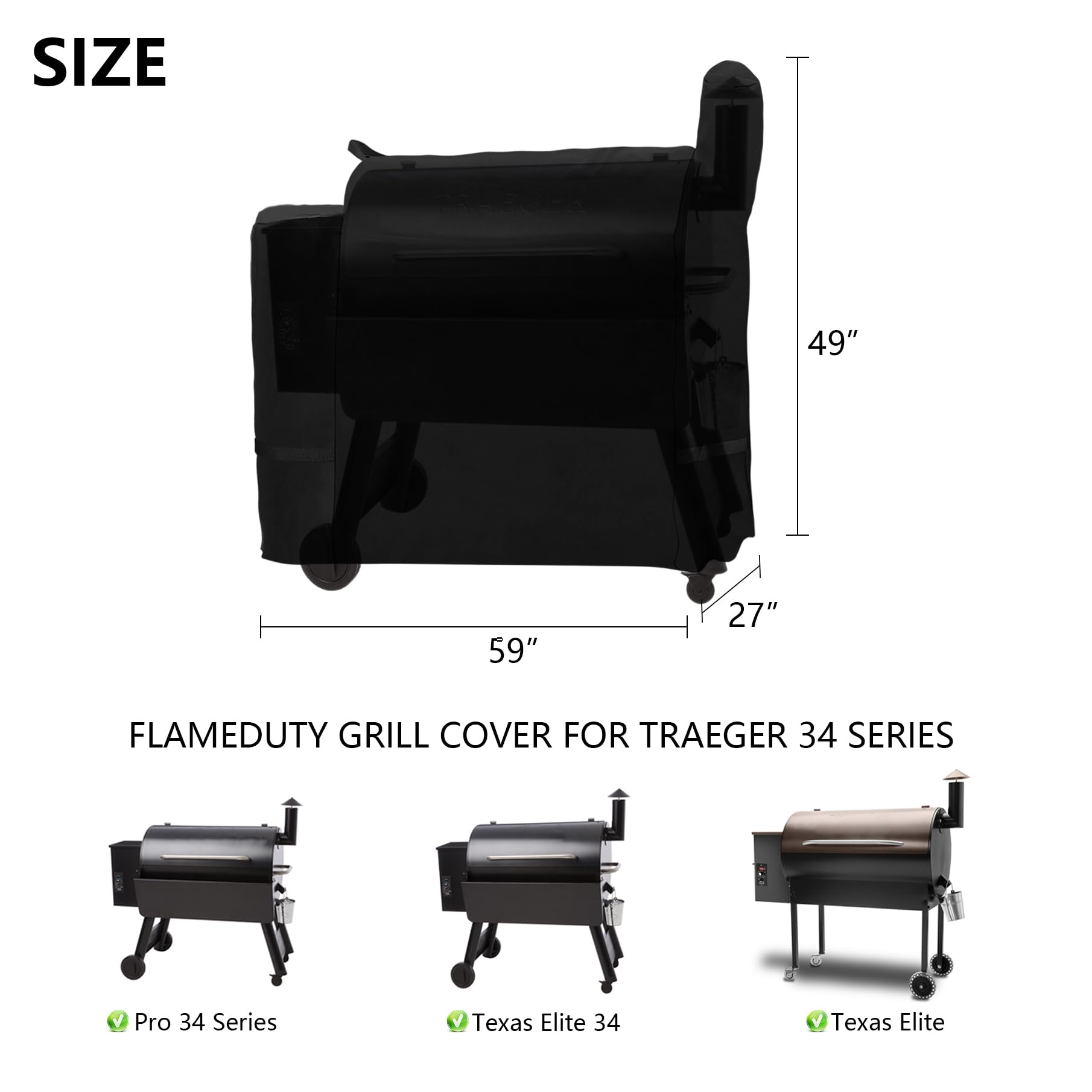 FlameDuty cover material detail showing rugged 600D polyester and PVC layer