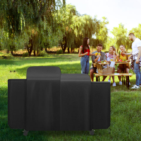 FlameDuty outdoor grill cover on patio demonstrates year-round protection