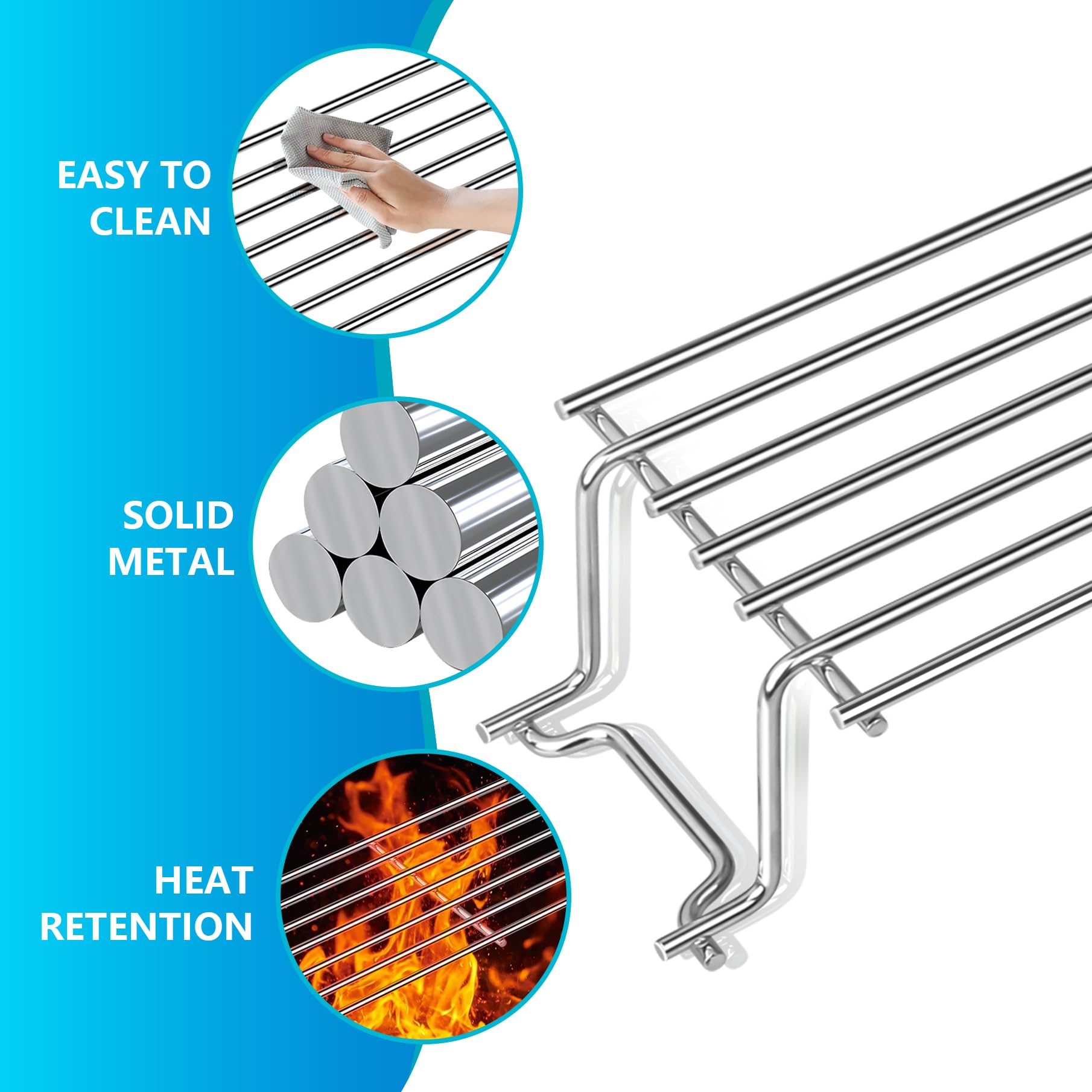Warming rack expands cooking area, ideal for simultaneous veggies and meats.