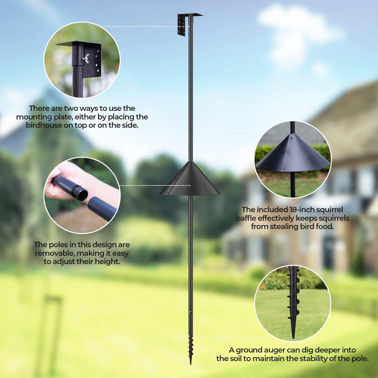 Flanagan 92-Inch adjustable pole height for versatile placement